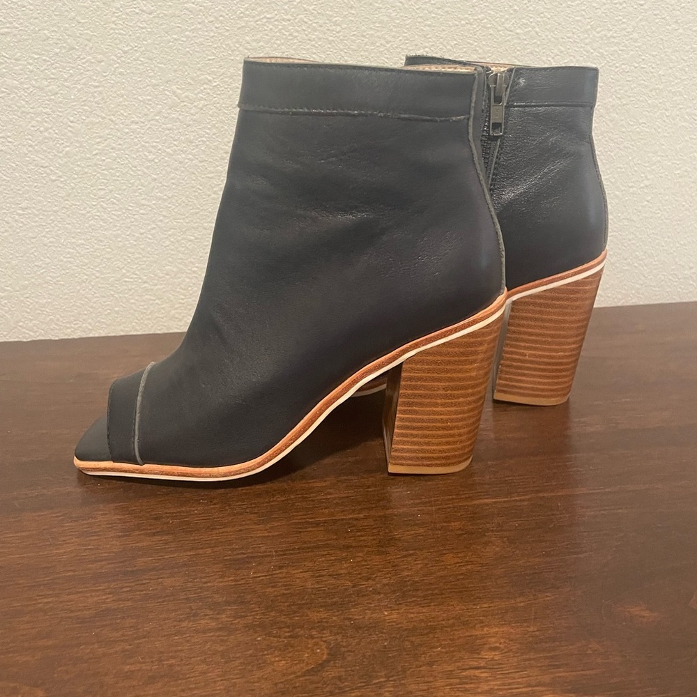 Navy Leather Ankle Boots